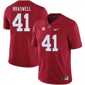 NCAA Men's Alabama Crimson Tide #41 Chris Braswell Stitched College 2020 Nike Authentic Crimson Football Jersey LL17U73GX